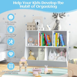 Costway 5-Cubby Kids Toy Storage Organizer Wooden Children Bookcase Bookshelf - thumbnail 8