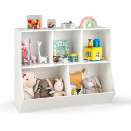 Costway 5-Cubby Kids Toy Storage Organizer Wooden Children Bookcase Bookshelf - thumbnail 1