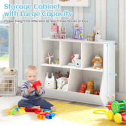 Costway 5-Cubby Kids Toy Storage Organizer Wooden Children Bookcase Bookshelf - thumbnail 4