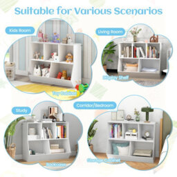 Costway 5-Cubby Kids Toy Storage Organizer Wooden Children Bookcase Bookshelf - thumbnail 5