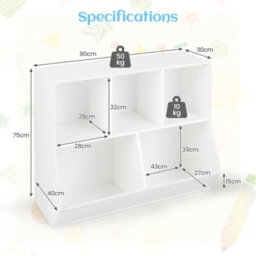 Costway 5-Cubby Kids Toy Storage Organizer Wooden Children Bookcase Bookshelf - thumbnail 2