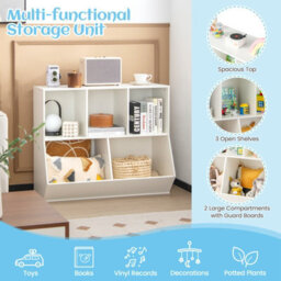 Costway 5-Cubby Kids Toy Storage Organizer Wooden Children Bookcase Bookshelf - thumbnail 6