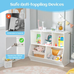Costway 5-Cubby Kids Toy Storage Organizer Wooden Children Bookcase Bookshelf - thumbnail 7