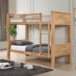 Reinforced Beds, Langham Bunk Bed, 90X190Cm, Natural Oak Finish, Wooden Bunk Bed, Rubberwood, Solid Wooden Slats - thumbnail 2