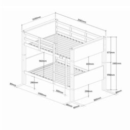 Reinforced Beds, Langham Bunk Bed, 90X190Cm, Natural Oak Finish, Wooden Bunk Bed, Rubberwood, Solid Wooden Slats - thumbnail 3