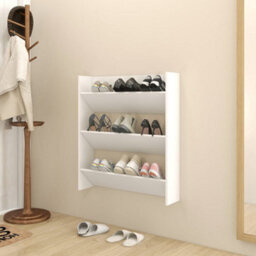 Berkfield Wall Shoe Cabinet White 80X18X90 Cm Engineered Wood - thumbnail 1