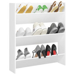 Berkfield Wall Shoe Cabinet White 80X18X90 Cm Engineered Wood - thumbnail 3