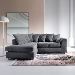 Abakus Direct Jumbo Grey Cord Left Facing Corner Sofa For Living Room With Thick Luxury Deep Filled Cushioning - thumbnail 1