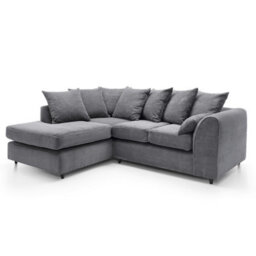 Abakus Direct Jumbo Grey Cord Left Facing Corner Sofa For Living Room With Thick Luxury Deep Filled Cushioning - thumbnail 3