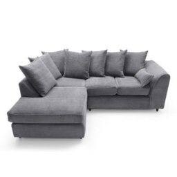 Abakus Direct Jumbo Grey Cord Left Facing Corner Sofa For Living Room With Thick Luxury Deep Filled Cushioning - thumbnail 5