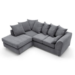 Abakus Direct Jumbo Grey Cord Left Facing Corner Sofa For Living Room With Thick Luxury Deep Filled Cushioning - thumbnail 4
