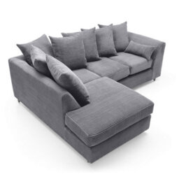 Abakus Direct Jumbo Grey Cord Left Facing Corner Sofa For Living Room With Thick Luxury Deep Filled Cushioning - thumbnail 6