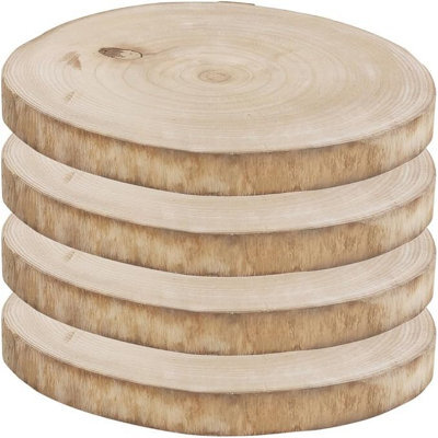 Urbn-Living Urbnliving Rustic Natural Wooden Slice 30Cm Round With Bark, Decorative Log Plate For Table Centerpieces - 4 Pack - image 1
