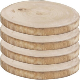 Urbn-Living Urbnliving Rustic Natural Wooden Slice 30Cm Round With Bark, Decorative Log Plate For Table Centerpieces - 4 Pack