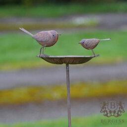 Burgess Robin On Flower Bird Feeder Bath Outdoor Metal Garden Ornament - thumbnail 4