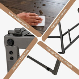 3-Piece Modern Round Table And Stool Set Foldable Dining Set Bar Table 2 Stools - thumbnail 5