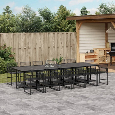 Berkfield 13 Piece Garden Dining Set Black Poly Rattan - image 1