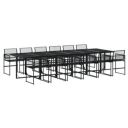 Berkfield 13 Piece Garden Dining Set Black Poly Rattan - thumbnail 2
