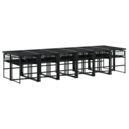 Berkfield 13 Piece Garden Dining Set Black Poly Rattan - thumbnail 3