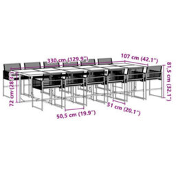 Berkfield 13 Piece Garden Dining Set Black Poly Rattan - thumbnail 9