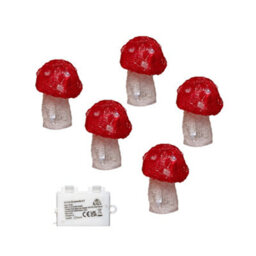 Samuel Alexander Set Of 5 Battery Operated Red & White Acrylic Christmas Mushrooms With Cool White Leds - thumbnail 8