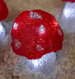 Samuel Alexander Set Of 5 Battery Operated Red & White Acrylic Christmas Mushrooms With Cool White Leds - thumbnail 7
