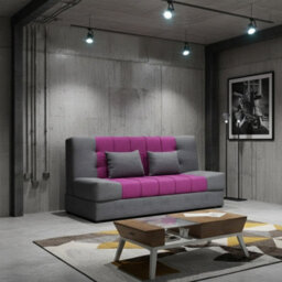 Sonia Sofa Bed With Storage Springs And Foam Stylish Living Room Or Guest Room Sofa With Cushions Grey And Pink - thumbnail 1