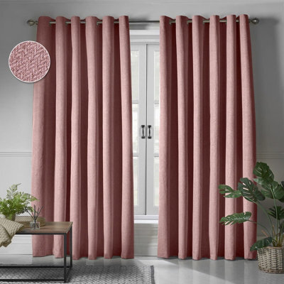 Moonlight Bedding 100%blackout Eyelet Linen Texture Curtain Pair Thermal Energy Efficient For Summer Winter (Blush, 90''x90'') - image 1