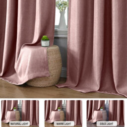 Moonlight Bedding 100%blackout Eyelet Linen Texture Curtain Pair Thermal Energy Efficient For Summer Winter (Blush, 90''x90'') - thumbnail 5
