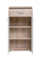 Arte Gustavo Iii Hallway Set In Oak Wellington & White Gloss - Flexible Entryway System With Tall Storage, Bench & Mirror - thumbnail 8