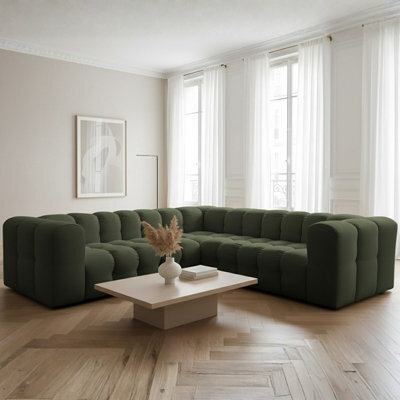 Baloo Corner S Modern Symmetrical Corner Sofa Green - image 1