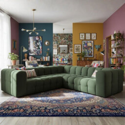 Baloo Corner S Modern Symmetrical Corner Sofa Green - thumbnail 3
