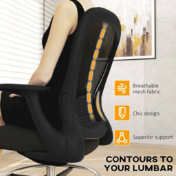 Black Drafting Chair, Ergonomic Office Chair With Flip-Up Armrest - thumbnail 6