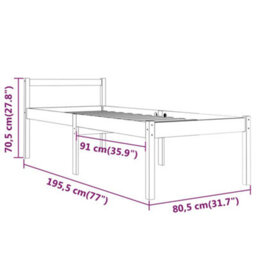 Berkfield Bed Frame Solid Wood 75X190 Cm Small Single - thumbnail 8