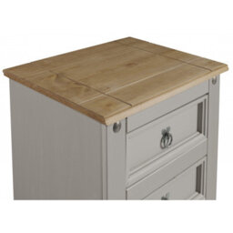 Mercers Furniture Corona Grey Wax 5 Drawer Narrow Chest Solid Pine With Mexican Styling - thumbnail 3