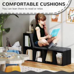 Homcom 2 Tier Bookcase W/ Removable Cushions Storage Cabinet For Living Room - thumbnail 6