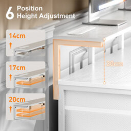 Precision Synergie Computer Desk With 8 Fabric Drawers, 120X50Cm Home Office Desk With Led & Power Outlets, White - thumbnail 7