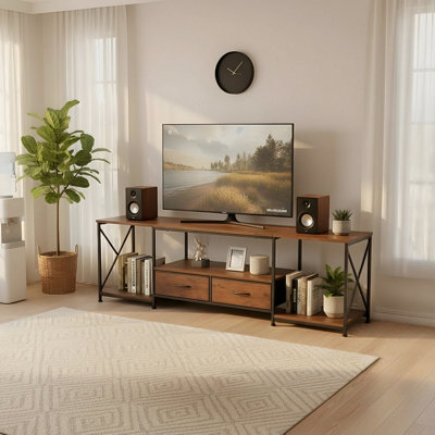 Living And Home Retro Tv Stand With Fabric Drawers - image 1