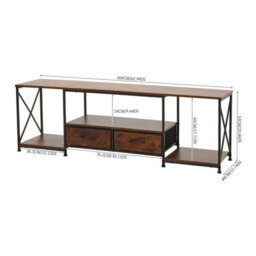 Living And Home Retro Tv Stand With Fabric Drawers - thumbnail 4