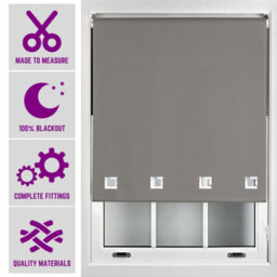 Furnished Made To Measure Blackout Roller Blinds With Big Square Eyelets - Dark Grey Blind (W)210Cm (L)165Cm - thumbnail 1
