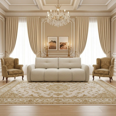 Sandy 3 Seater Convertible Sofa With Storage Comfortable Fabric Couch For Living Room White - image 1