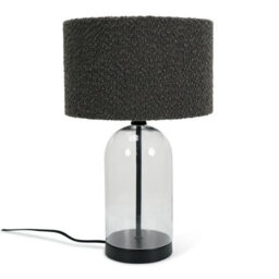 Valuelights Jessy Glass And Black Metal Bedside Table Lamp With A Charcoal Grey Lampshade - Bulb Included - thumbnail 2