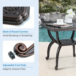 Costway 53 Cm Cast Aluminum Outdoor Side Table Patio Square Coffee Table - thumbnail 9