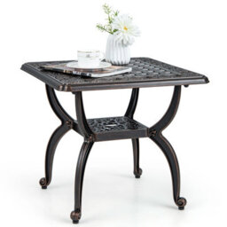 Costway 53 Cm Cast Aluminum Outdoor Side Table Patio Square Coffee Table - thumbnail 1