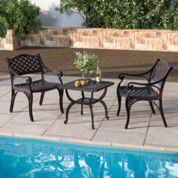 Costway 53 Cm Cast Aluminum Outdoor Side Table Patio Square Coffee Table - thumbnail 3