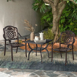 Costway 53 Cm Cast Aluminum Outdoor Side Table Patio Square Coffee Table - thumbnail 5