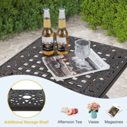 Costway 53 Cm Cast Aluminum Outdoor Side Table Patio Square Coffee Table - thumbnail 7