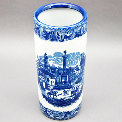 Minster Reepham Round Umbrella Stand - Vase - L20 X W20 X H46 Cm - Blue/white - image 1