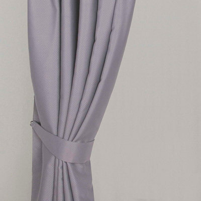 Homescapes Grey Herringbone Chevron Curtain Tie Back Pair - image 1