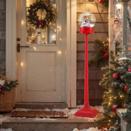 5Ft Musical Christmas Street Lamp Snow Globe Lantern On Stand - thumbnail 1